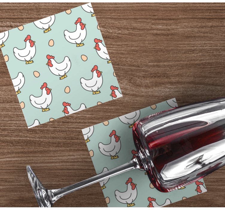 Dessous de verre moderne motif poules et oeufs - TenStickers