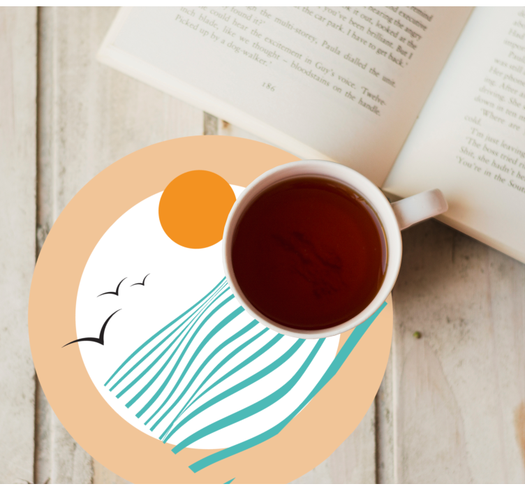 Dessous de verre moderne motif vague coucher de soleil - TenStickers