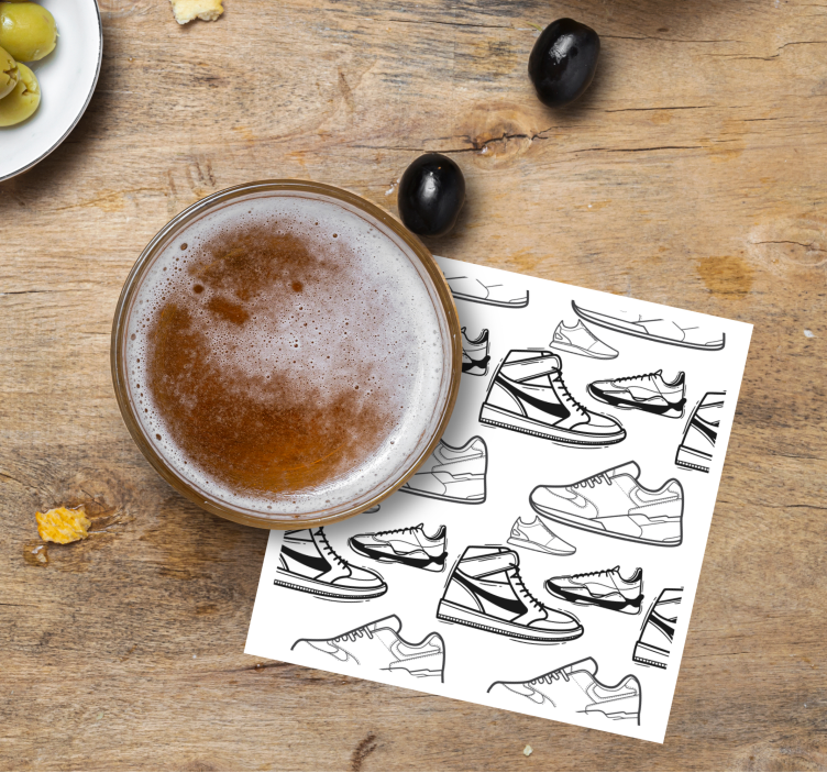 Dessous de verre moderne motifs de baskets outline - TenStickers