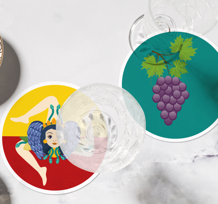 Dessous de verre moderne mythologie sicilienne raisins - TenStickers
