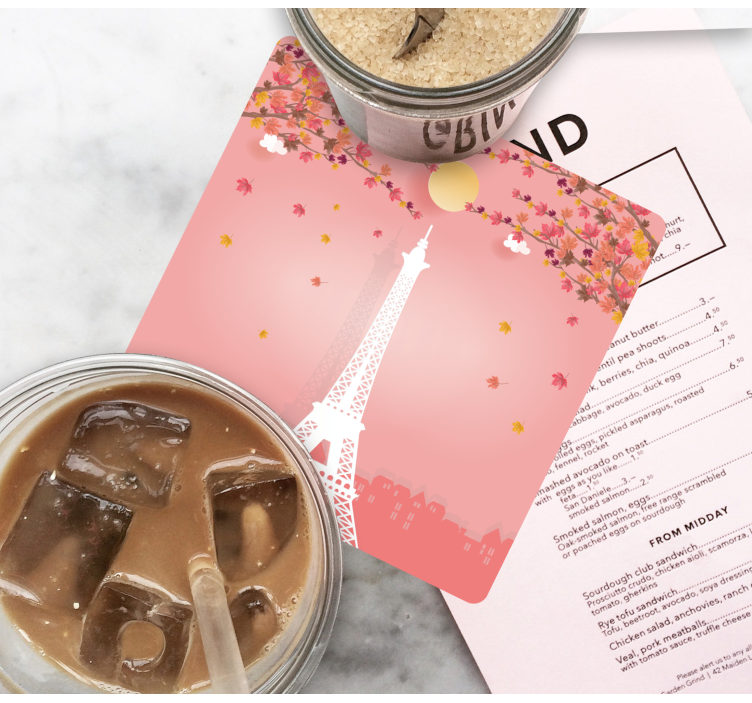 Dessous de verre moderne scène d'automne tour eiffel - TenStickers