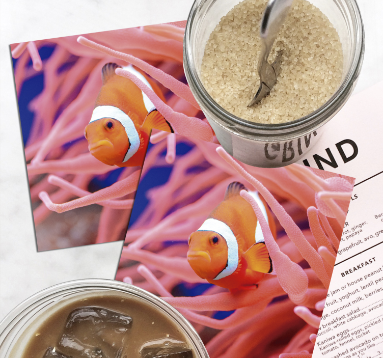 Dessous de verre moderne scène sous-marine de clownfish - TenStickers