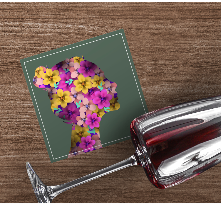 Dessous de verre moderne silhouette florale - TenStickers