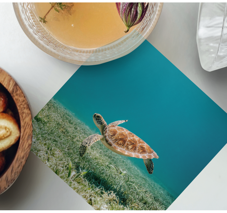 Dessous de verre moderne tortue de mer nageante - TenStickers