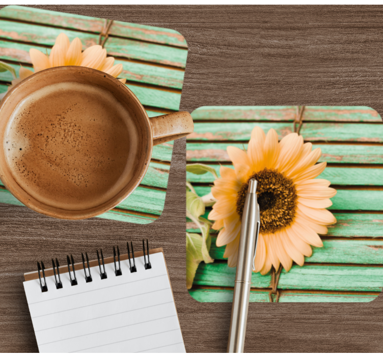 Dessous de verre moderne tournesol sur fond vert - TenStickers