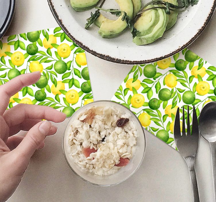 Dessous de verre motif floral agrumes vif - TenStickers