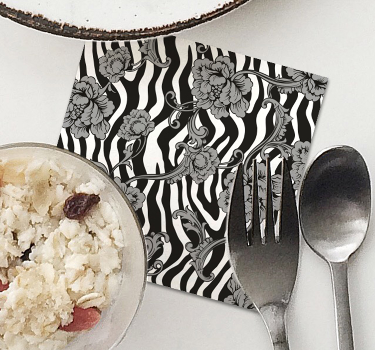 Dessous de verre motif floral zèbre - TenStickers
