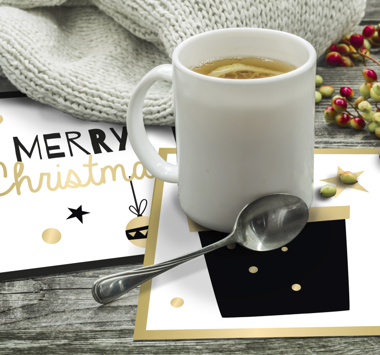 Dessous de verre noël design cadeau joyeux fêtes - TenStickers