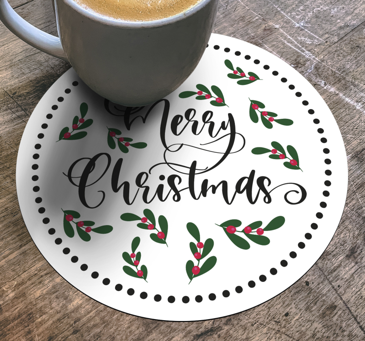 Dessous de verre noël design houx joyeux noël - TenStickers