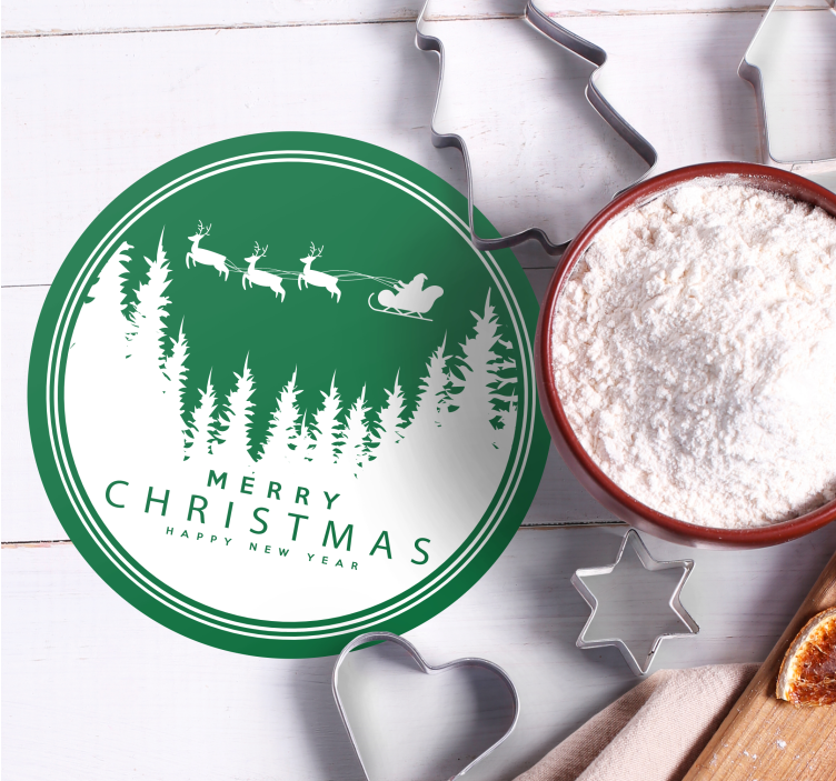 Dessous de verre noël scène festive du traîneau du père noël - TenStickers