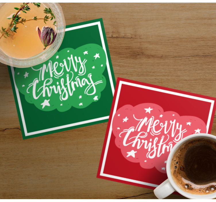 Dessous de verre noël typographie joyeuse festive - TenStickers