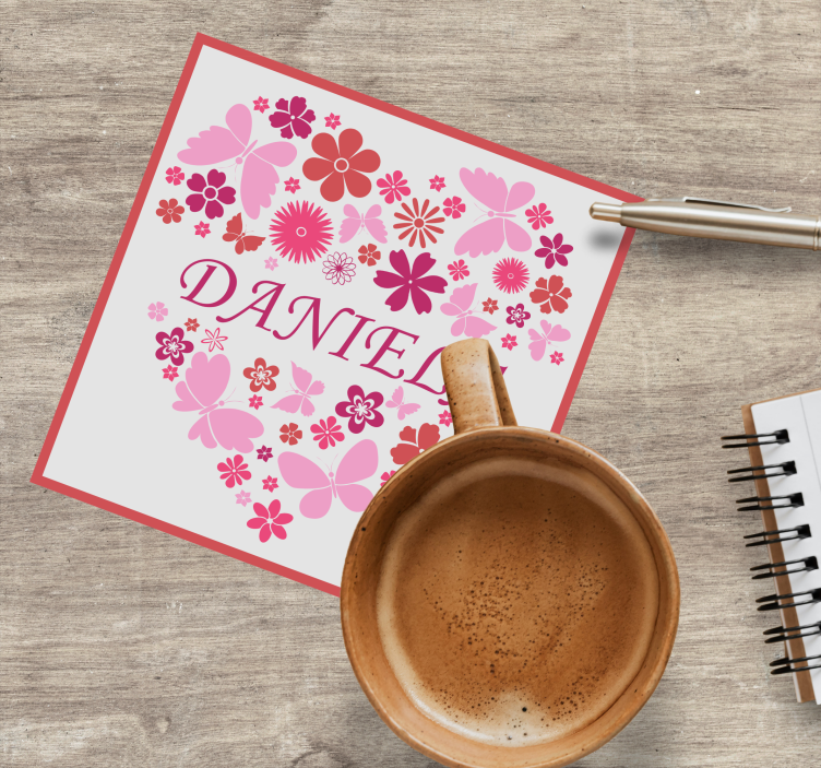 Dessous de verre personnalisable arrangement floral cœur - TenStickers