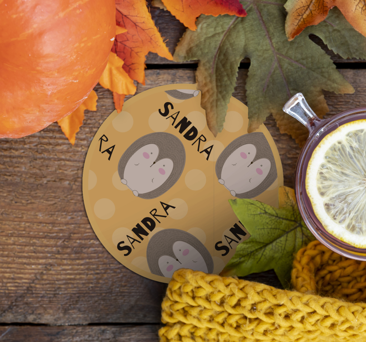 Dessous de verre personnalisable motif hérisson mignon - TenStickers