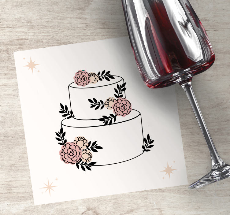 Dessous de verre mariage Gâteau fleuri - TenStickers