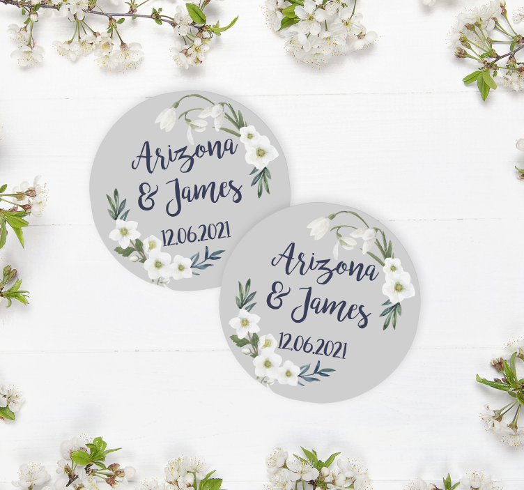dessous de verre mariage Mariage floral personnalisable - TenStickers