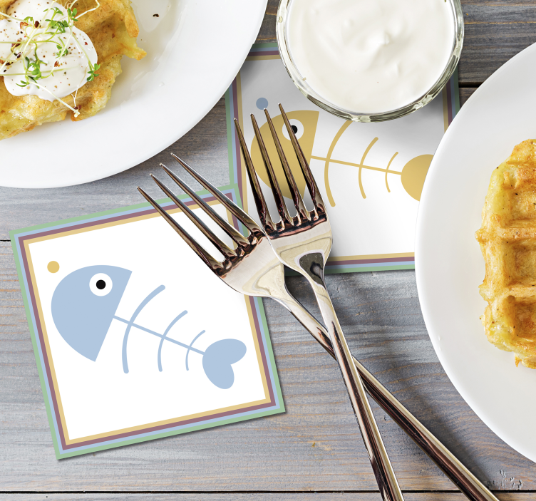 Dessous de verre squelettes de poissons colorés - TenStickers