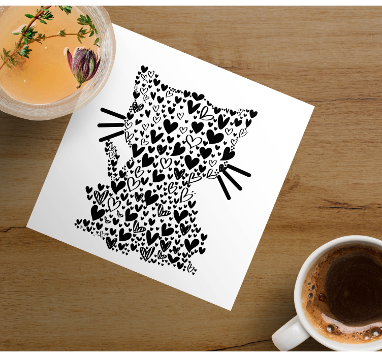 Dessous de verre moderne Coeurs de chat - TenStickers