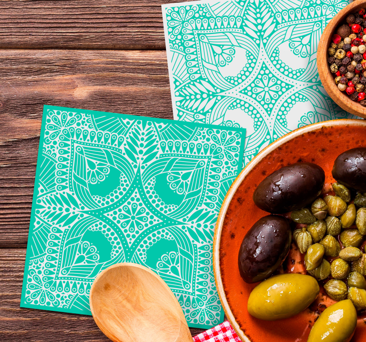 Dessous de verre vert motif paisley - TenStickers