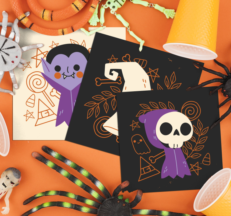 Mignons monstres d'halloween dessous de verre - TenStickers