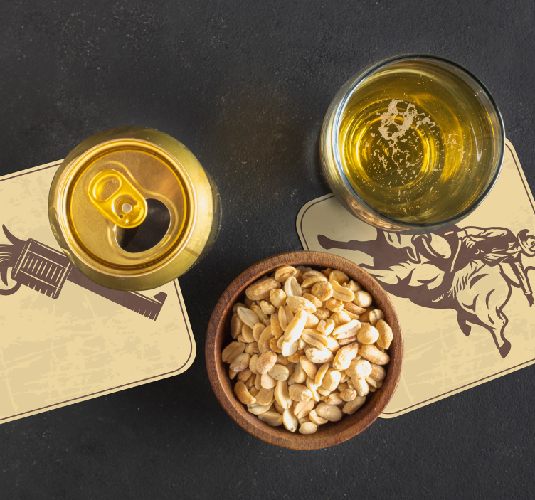 Dessous de verre Cow-boy chevauchant un taureau - TenStickers