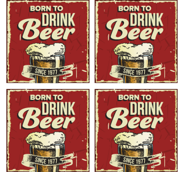 Sticker Né pour boire de la bière année personnalisable - TenStickers