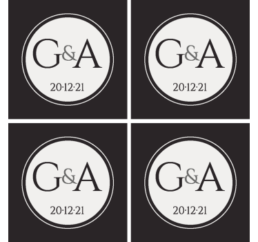 Dessous de verre de mariage noir et blanc personnalisé - TenStickers