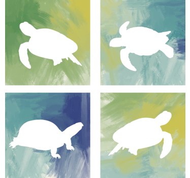 Dessous de verre geek silhouettes de tortues colorées - TenStickers