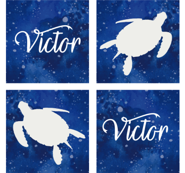 Dessous de verre personnalisable silhouette de tortue bleue - TenStickers