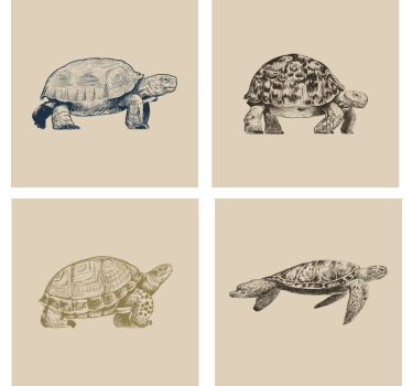 Dessous de verre vintage illustrations de tortue rétro - TenStickers