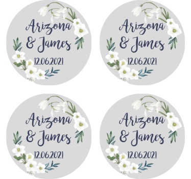 dessous de verre pour mariage Mariage floral personnalisable - TenStickers