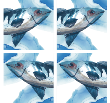 Dessous de verre geek illustration de poisson aquarelle - TenStickers