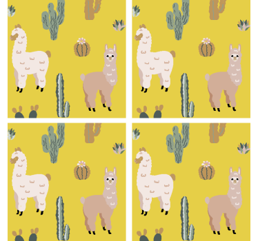 Dessous de verre geek motif llama et cactus - TenStickers