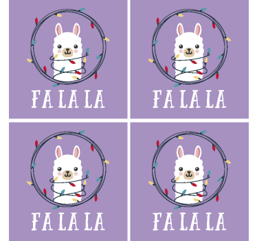 Dessous de verre noël lama fantaisie festive - TenStickers