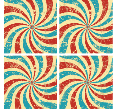 Dessous de verre vintage motif tourbillonnant rouge bleu - TenStickers