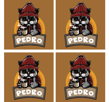 Dessous de verre geek chat cool tenant un café - TenStickers