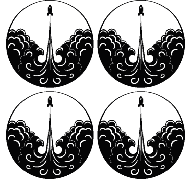 Dessous de verre geek vagues de lancement de fusée - TenStickers