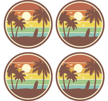 Dessous de verre rétro surf - TenStickers