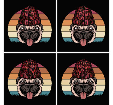 Dessous de verre geek carlin avec bonnet tricoté - TenStickers