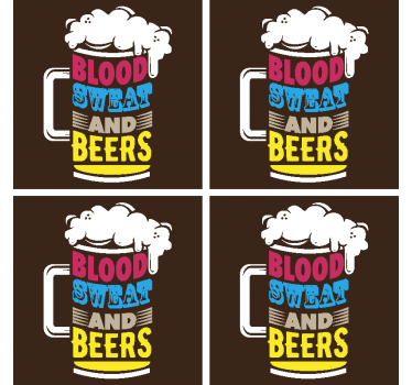 Dessous de verre bière Sang, sueur et bière - TenStickers