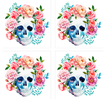 Dessous de verre geek motif crâne floral - TenStickers