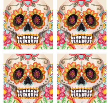 Dessous de verre halloween crâne en sucre coloré - TenStickers