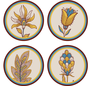 Dessous de verre ensemble motif floral - TenStickers
