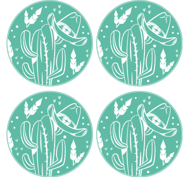 Dessous de verre geek cactus avec chapeau - TenStickers