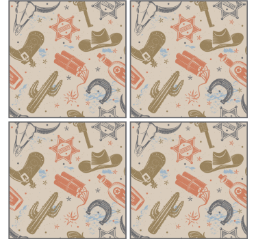 Dessous de verre geek éléments thème cowboy - TenStickers
