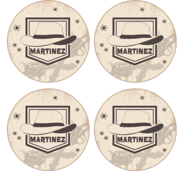 Dessous de verre geek chapeau de cowboy et pistolets - TenStickers