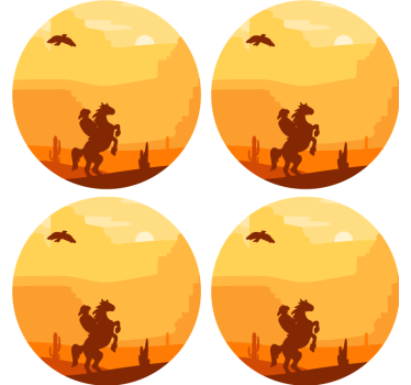 Dessous de verre geek scène de désert au coucher du soleil - TenStickers