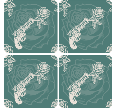 Dessous de verre geek revolver avec rose - TenStickers