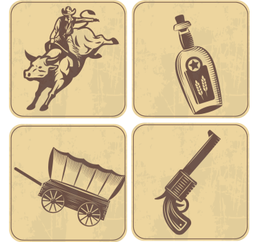 Sous-verre Cow-boy chevauchant un taureau - TenStickers