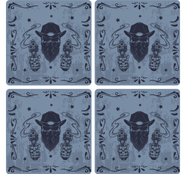 Dessous de verre geek cowboy aux deux revolvers - TenStickers