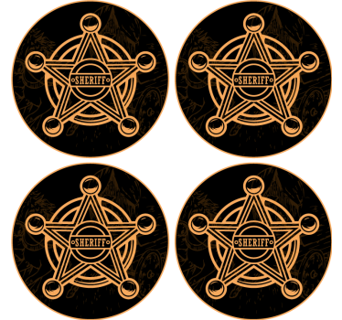 Dessous de verre rond étoile de shérif - TenStickers